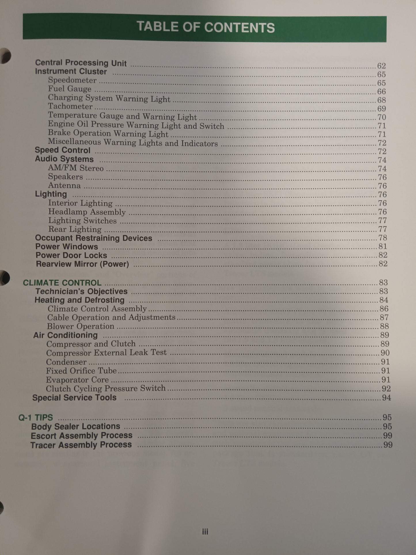 1991 Ford escort and Tracer repair manual