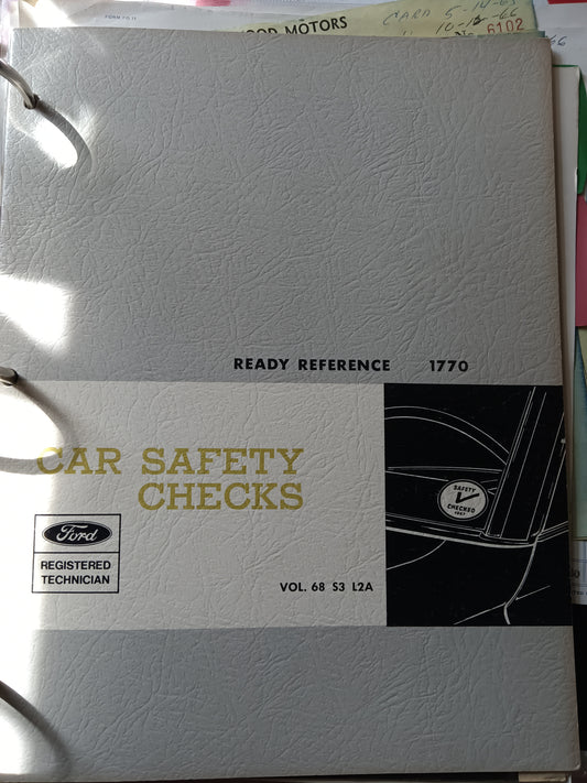 1968 Ford Car Safety Checks ready ref guide 1770